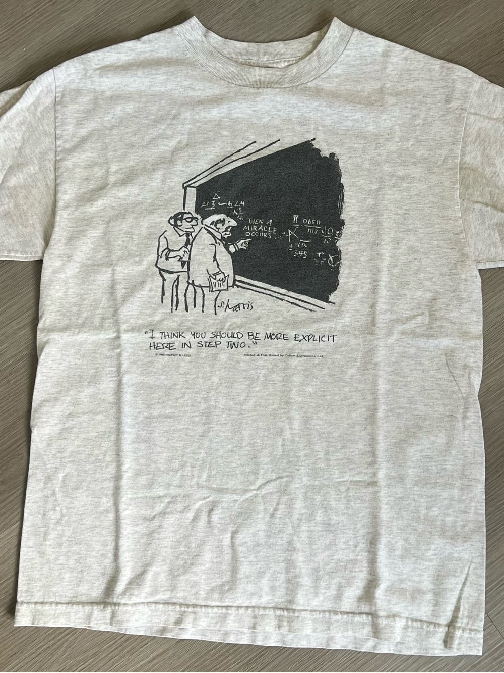 Vintage - And Then A Miracle Happens Funny T-Shirt 1985